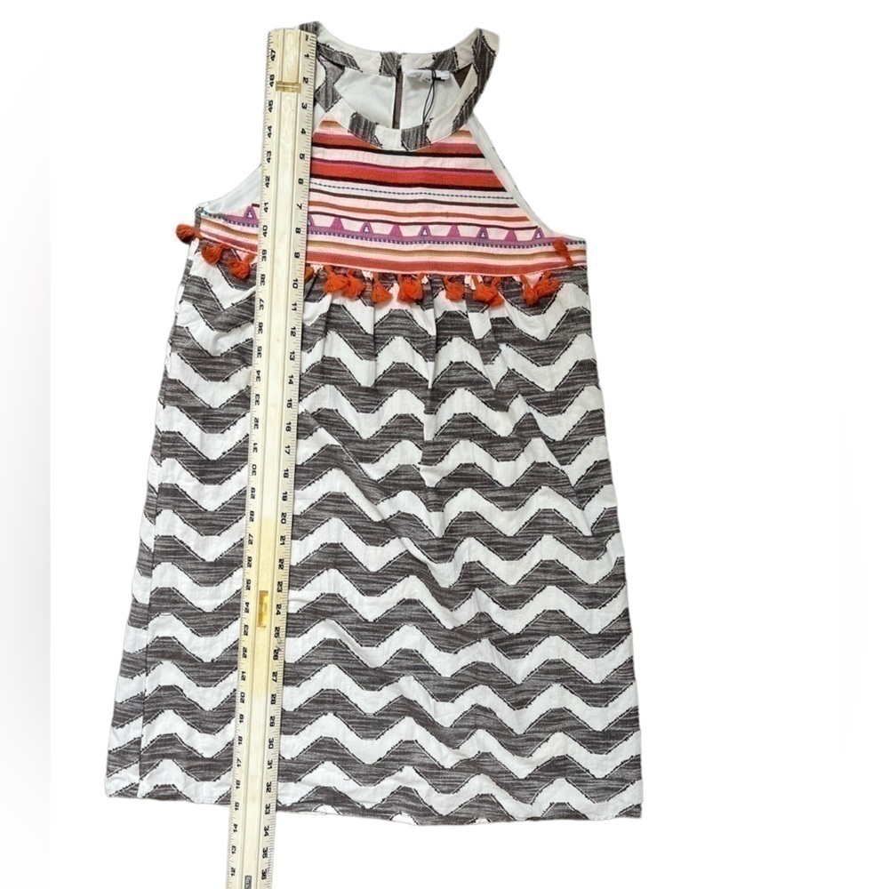 Anthropologie THML Embroidered Dress Sleeveless XS Chevron Lined Spring Summer - Picture 9 of 11